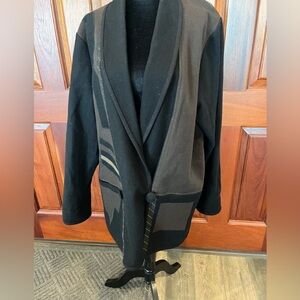 Vintage Beppa 100% Wool Black & Brown Art-to-Wear Appliqué Jacket Size Medium